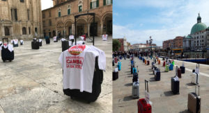 manifestazione fuori dal tunnel e agenti turismo