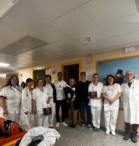 Ascoli calcio in visita a pediatria al Mazzoni